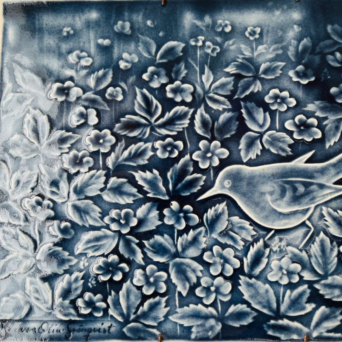 Gunvor Olin-Gronqvist】青い鳥の陶板《Arabia 》 | sugallery