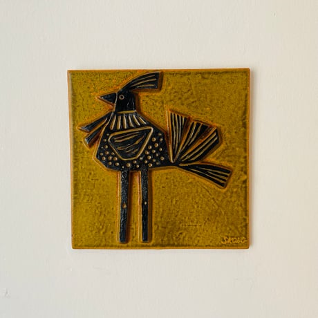 【Börje Skohg】鳥の陶板《Gustavsberg》