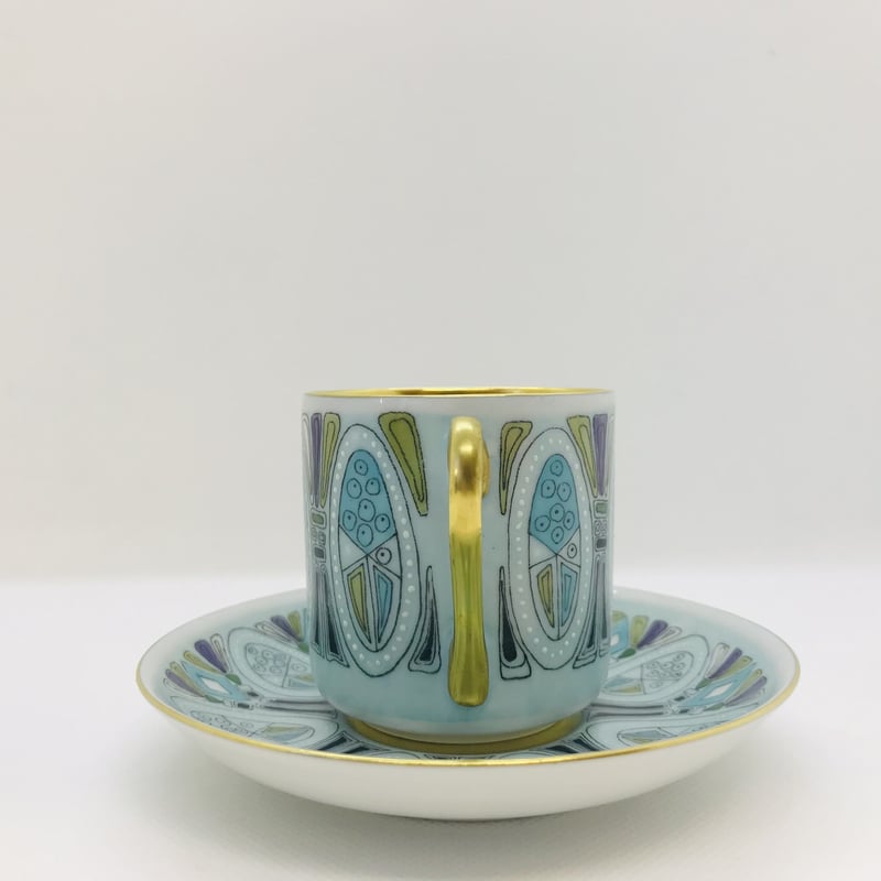 デミタスカップ＆ソーサー　オランダの風景　人物　刻印あり 日本 40s 里帰り 芸者 カラフル コーヒーカップ ＆ソーサー