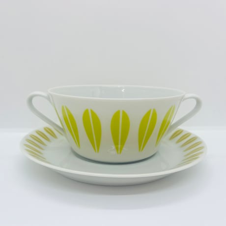 《Lyngby》 ロータス　スープカップセット　ライム×オリーブ　①