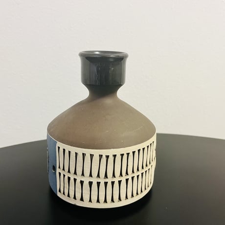 《Alingsås keramik》青と白のツートンカラー フラワーベース