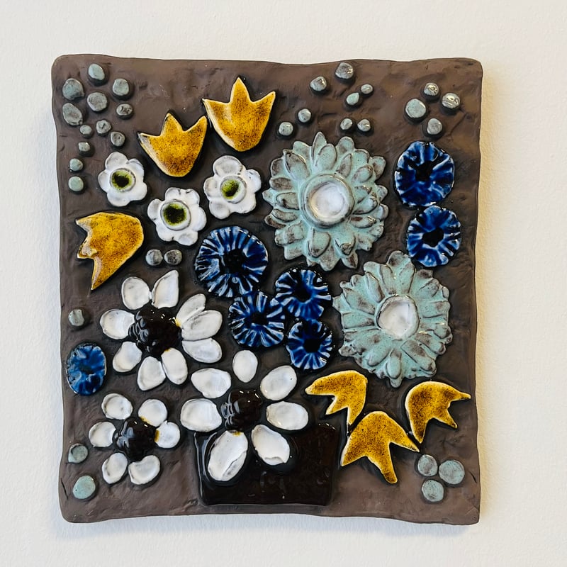 Annika Kihlman/アニカ・キールマン】お花の陶板 水色《Jie gantofta