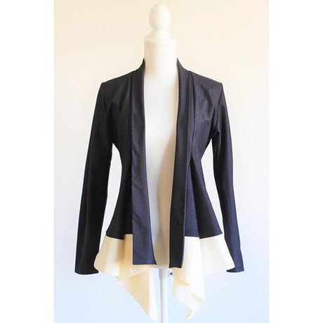 【ネイビー×ホワイト】裏起毛カーディガン