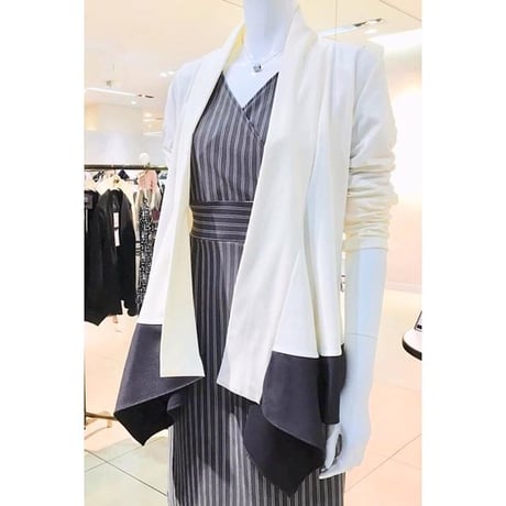 【ホワイト×ブラック】裏起毛カーディガン