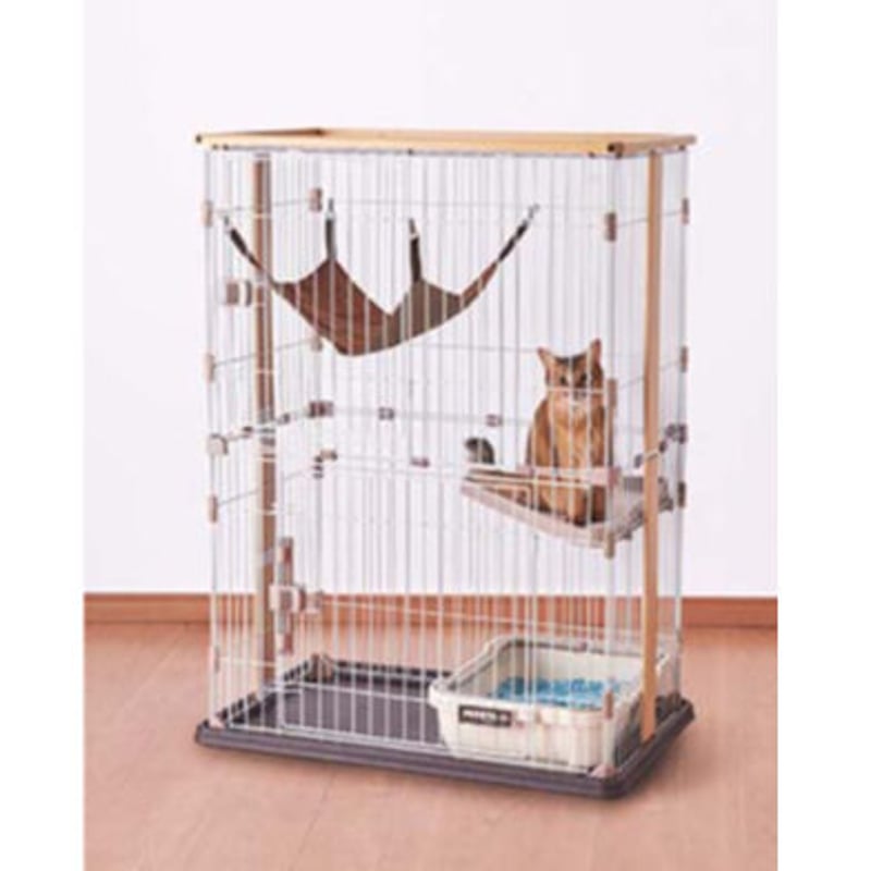 ウッドサークル キャットケージ2段KJセット 子猫用サークル 給水付 ウッドサークル キャットケージ2段KJセット 子猫用サークル 給水付