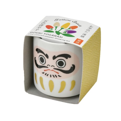 お芽でたおちょこ 達磨 3色 赤 白 黄 縁起物 だるま 栽培 キット 癒し 開運 魔除け 厄除け 五色唐辛子 991348