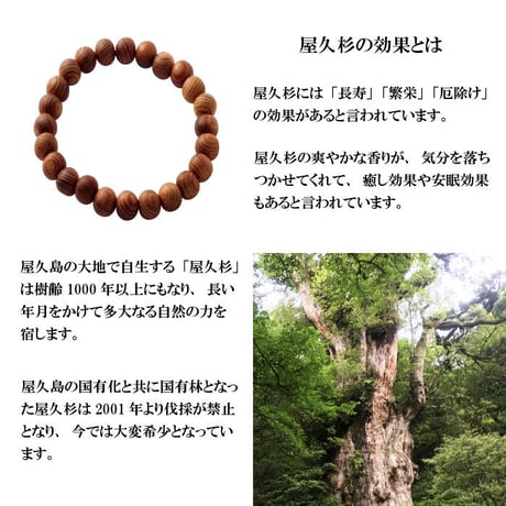 屋久杉ブレスレット  8mm HL-1239【パワーストーン 数珠 長寿 健康運 魔除け 厄除け 浄化 開運 ブレスレット 天然石 屋久杉】