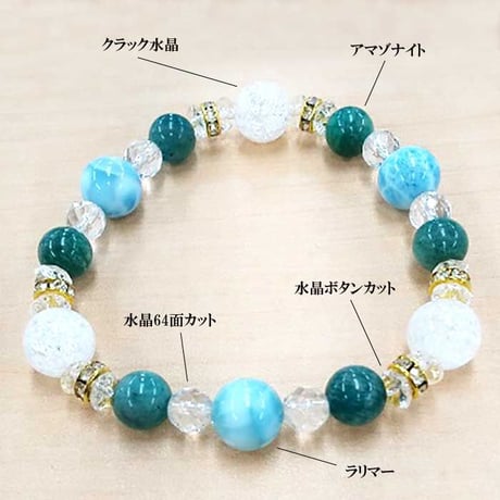 【数量限定】健康運UPブレスレット ラリマー HL-4003【パワーストーン ブレスレット 健康運 ストレス解消 天然石  ラリマー アマゾナイト 限定品】