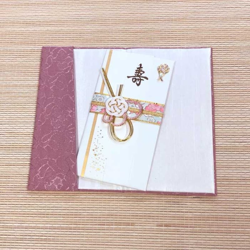 ちりめん綸子ソフト金封ふくさ 3種 紫 パープル ピンク 袱紗 ふくさ