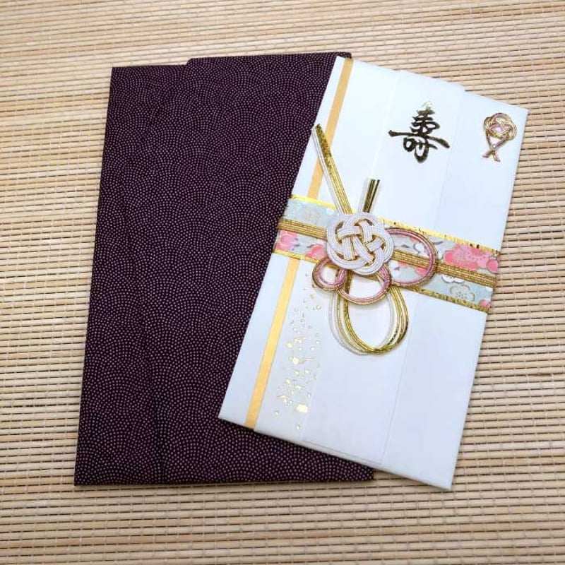 一越鮫小紋金封ふくさ 3種 紫 エンジ グリーン 袱紗 ふくさ 慶弔両用