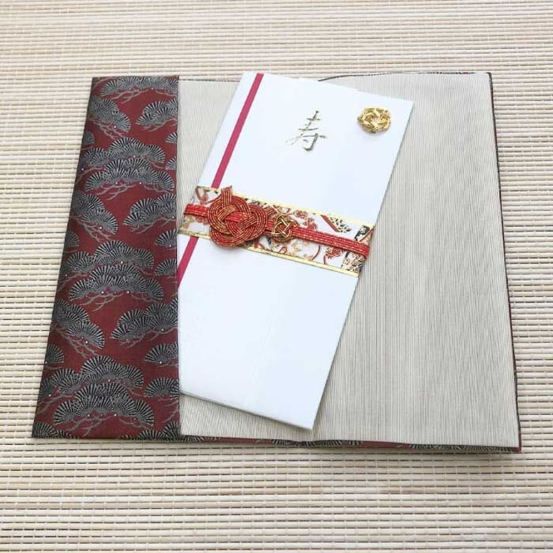 日本製】西陣織金封ふくさ 松寿 朱【慶事用 女性向け 送料無料 袱紗
