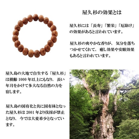 屋久杉ブレスレット  10mm HL-1238【パワーストーン 数珠 長寿 健康運 魔除け 厄除け 浄化 開運 ブレスレット 天然石 屋久杉】