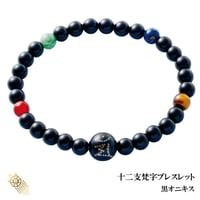 十二支梵字ブレスレット　黒オニキス【梵字 黒珊瑚 黒オニキス タイガーアイ ソーダライト 赤メノウ アベンチュリン 開運 天然石】