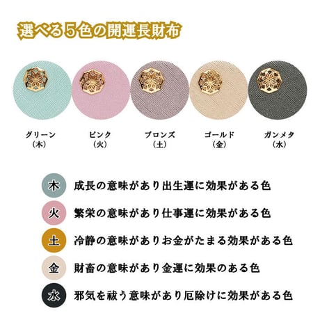 【送料無料】風水八角 陰陽五行 　財布 長財布 メンズ レディース 開運財布 開運 金運 健康運 カードポケット ラッキーカラー