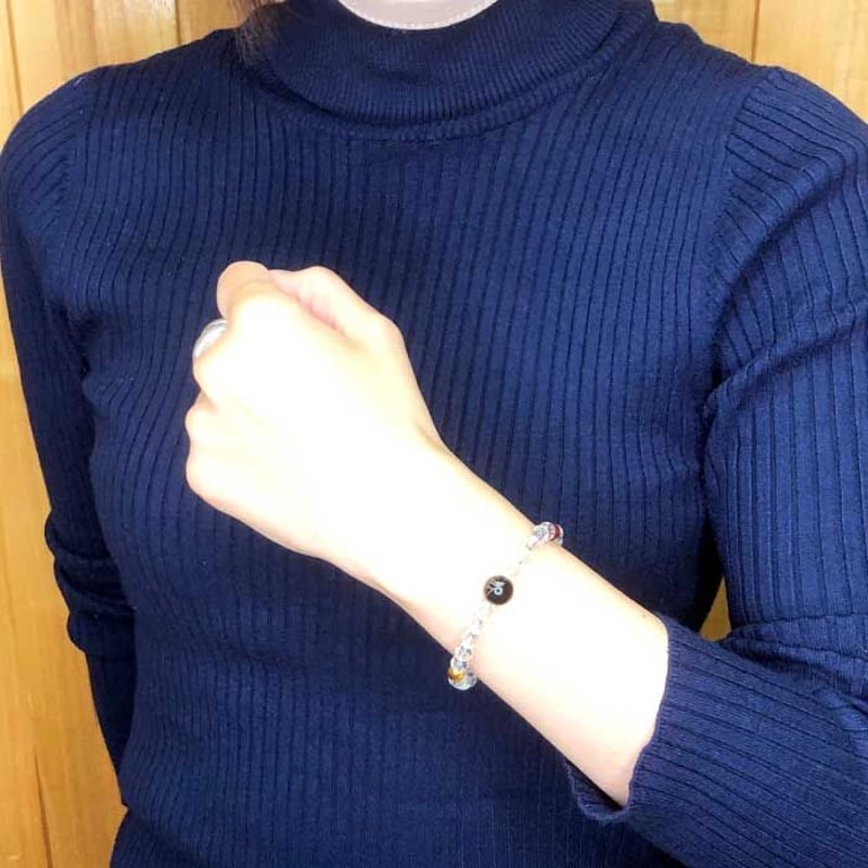 十二支梵字ブレスレット 水晶【梵字 黒珊瑚 水晶 タイガーアイ