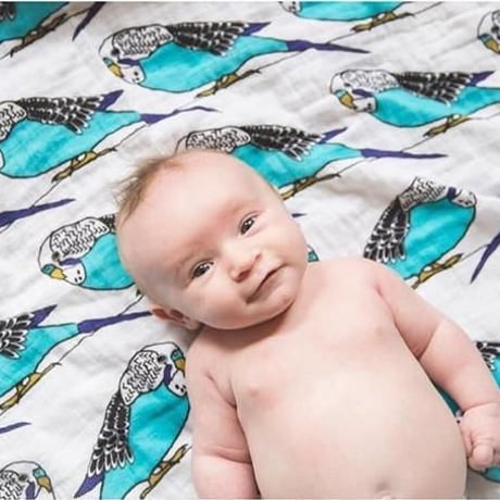 OLIVER+KIT   - Cotton Single Blanket - "Blue Bird"