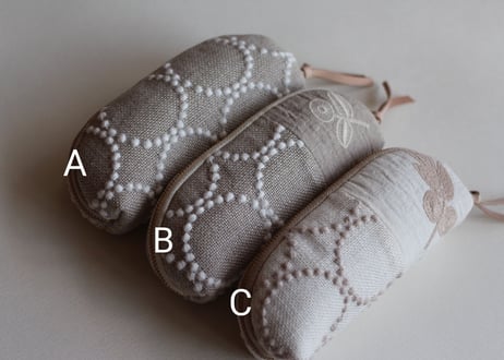 メガネケース 　ベージュ系　パッチワーク