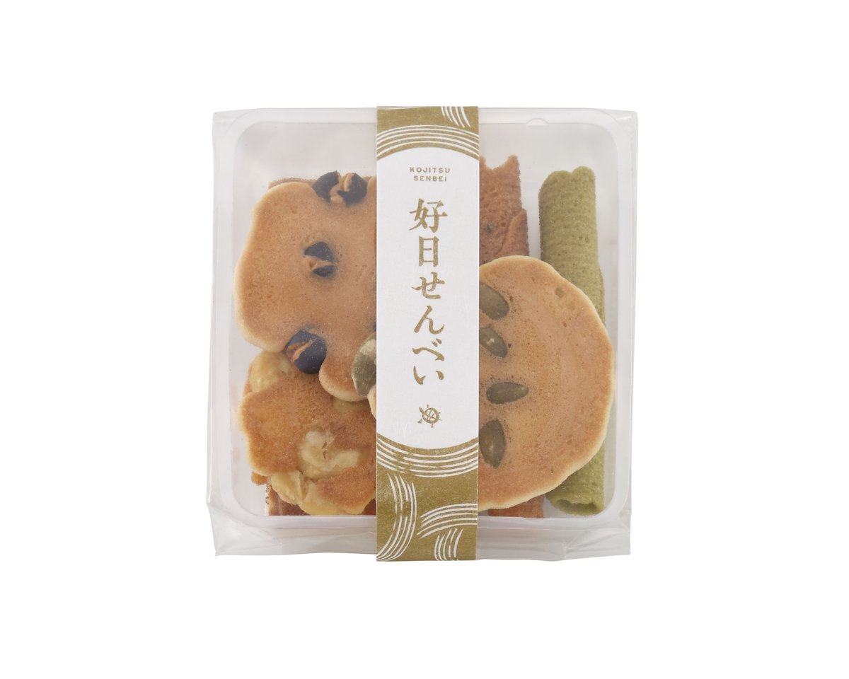 瓦せんべい36枚 × 好日せんべい4種1列 × 豊穣ぜんざい3個（7758