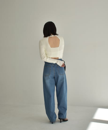 Back Design Rib Knit Tops t1911-177