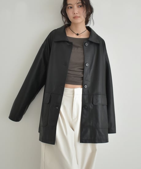 Fake Leather Over Jacket t1911-498