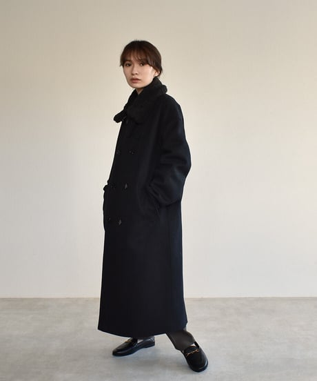 Boa Collar Wool Coat（Black）c1911-12
