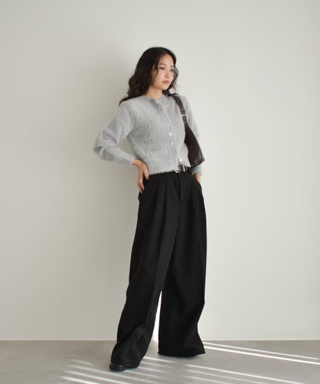 Wool Like Tuck Pants（Black）bo2000-182