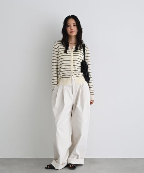 Key Neck Border Knit Cardigan t1911-515