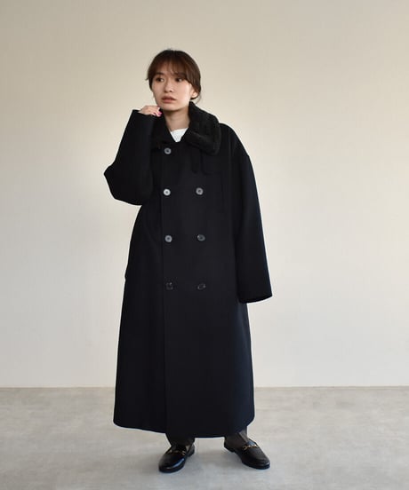 Boa Collar Wool Coat（Black）c1911-12