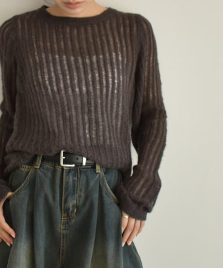 Wool Sheer Stripe Kit Tops t1911-459