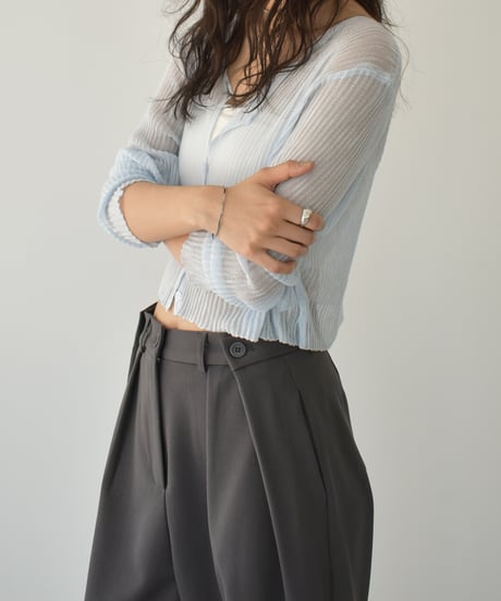 Sheer Rib Knit Cardigan t1911-386