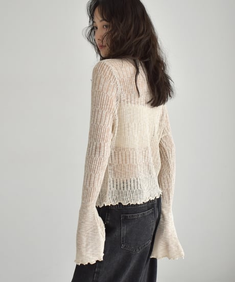 Bell Sleeve Sheer Knit Cardigan t1911-461
