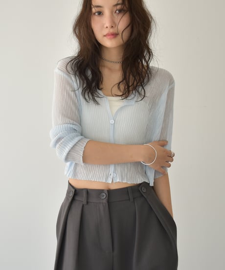 Sheer Rib Knit Cardigan t1911-386