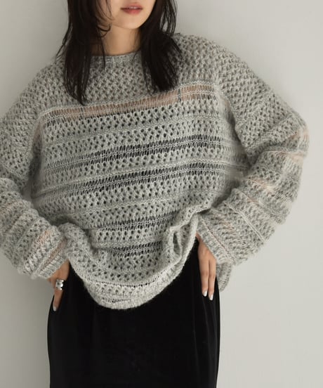 Spangle Mesh Panel Knit t1911-329