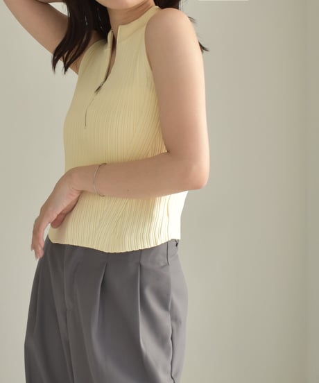 Half Zip Nosleeve Knit Tops t1911-289