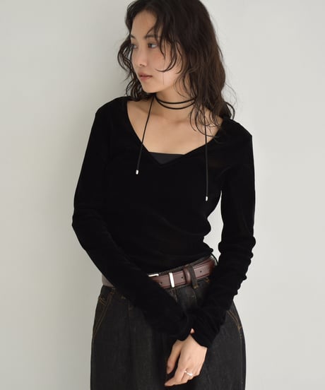 Sheer Velor Long Sleeve Tops t1911-472
