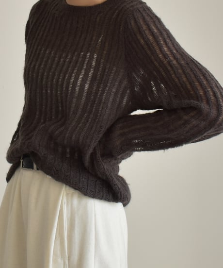 Wool Sheer Stripe Kit Tops t1911-459