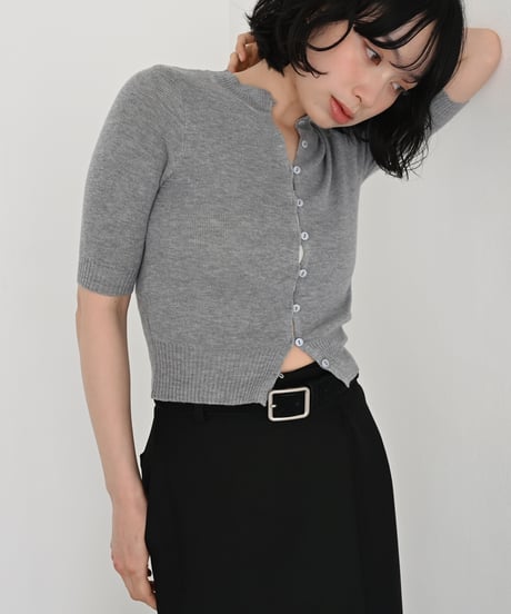 Half Sleeve Sheer Rib Knit Cardigan t1911-505