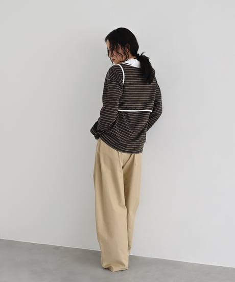 Bustier Set Random Border Rugger Shirt（Brown）t1911-519