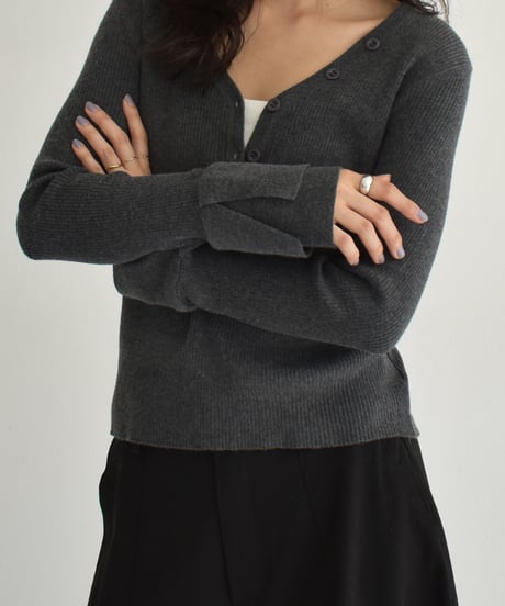 Design Sleeve Rib Knit Tops t1911-354