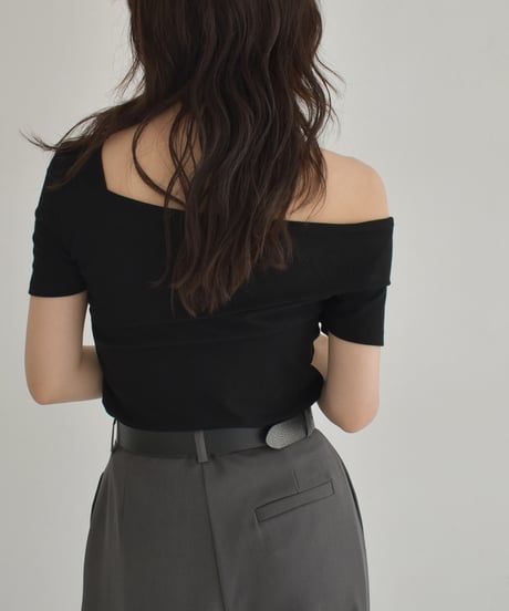 Rib Asymmetry Neck Tops t1911-423