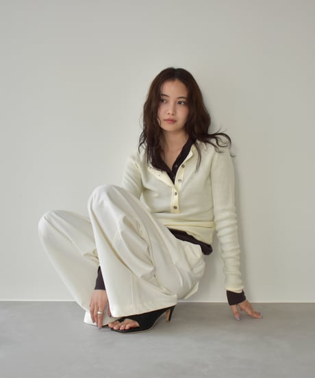 Henley Neck Kint Pullover t1911-366