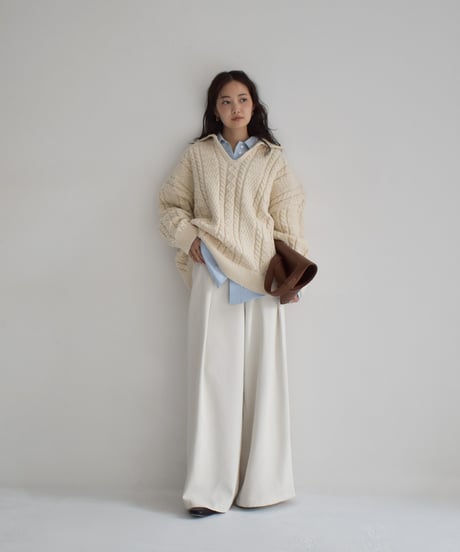 Wide Silhouette Tuck Pants