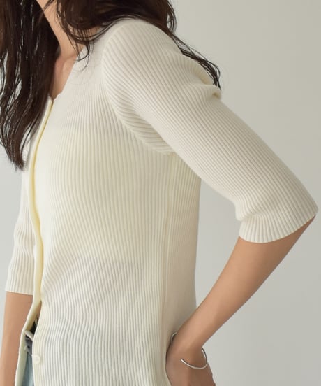 Half Sleeve Rib Knit Cardigan t1911-397