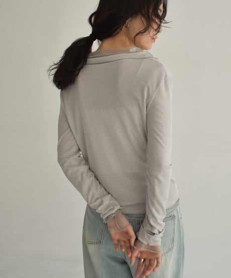 Tulle Layered Rib Tops t1911-438