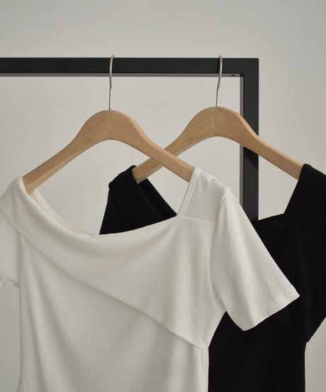 Rib Asymmetry Neck Tops t1911-423