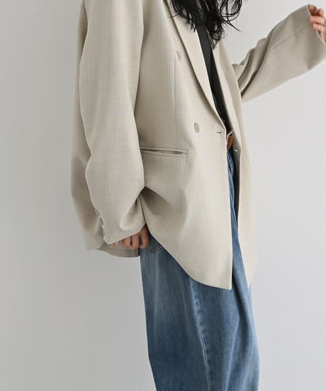 Linen Mix Double Breasted Jacket（Light beige） t1911-518