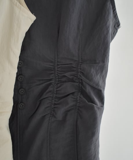 Shirring Waist Front Button Vest t1911-429
