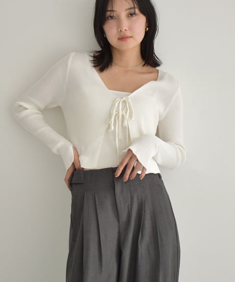 Rib Knit Ribbon Cardigan t1911-269