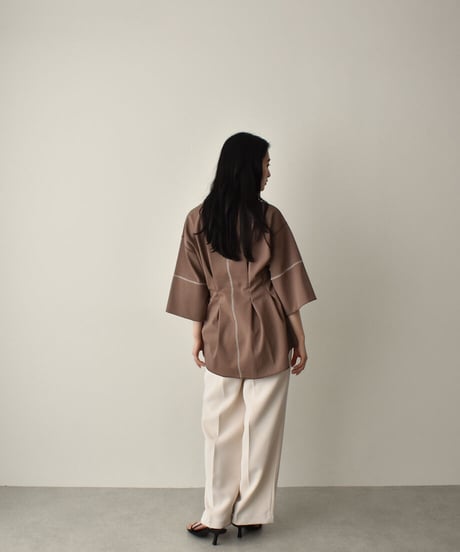 Arm Slit Waistshape Tops t1911-113