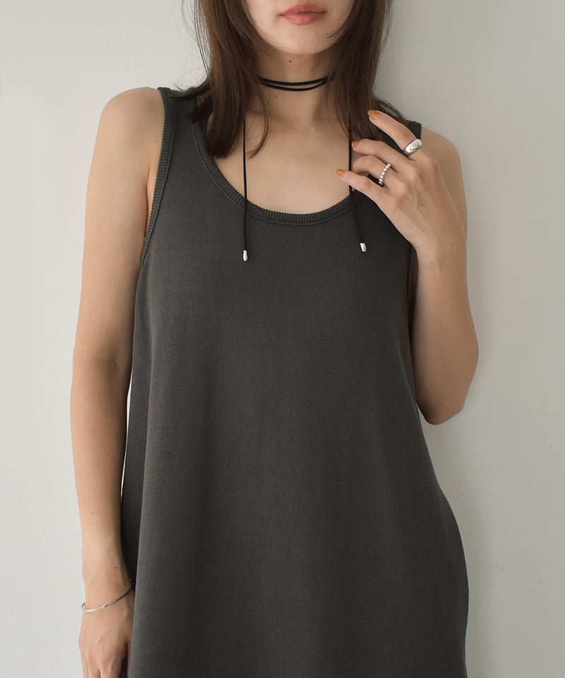 Cocoon Silhouette Knit Onepiece (Charcoal) op-0